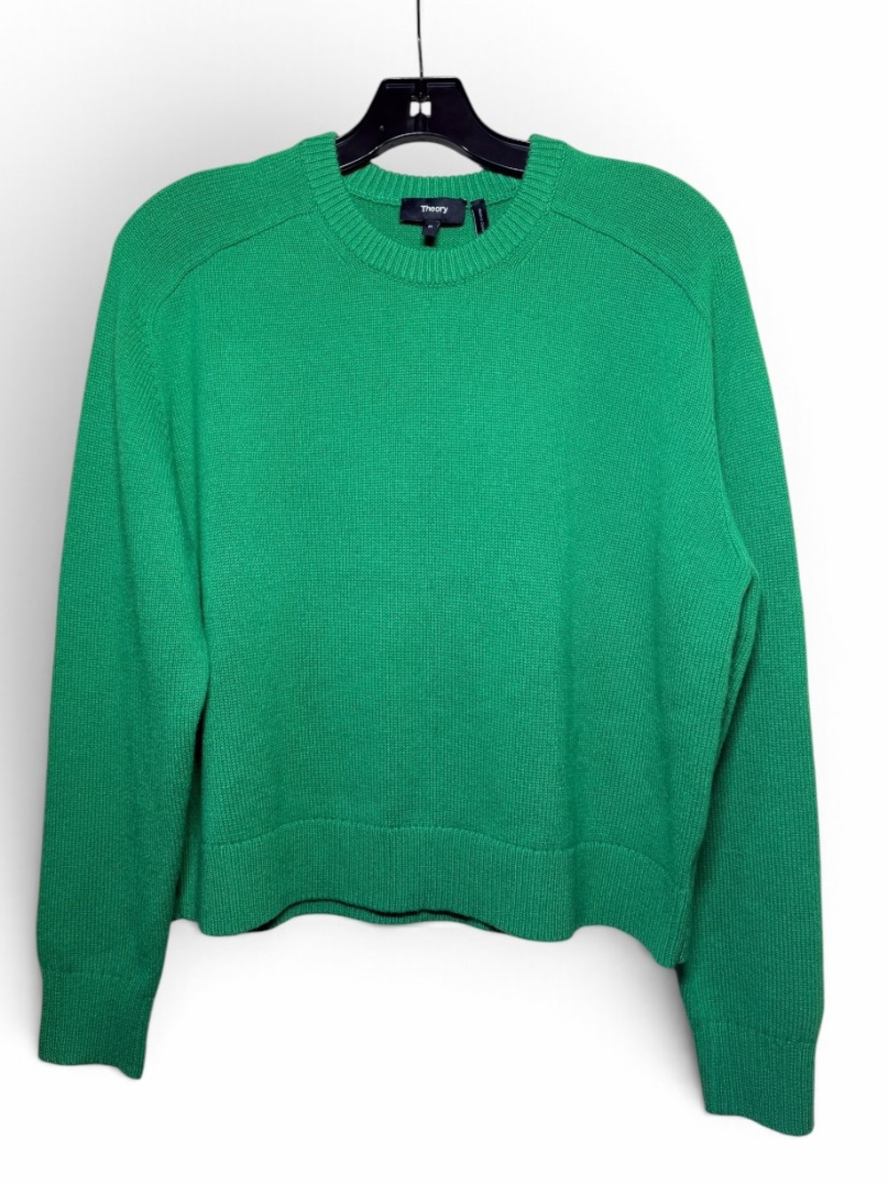 Theory Kelly Green Crewneck 100% Cashmere Sweater NWT